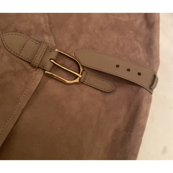 Ralph Lauren Collection Purple Label Suede Midi Shirt Dress Leather Wrap Buckle - Picture 15 of 16